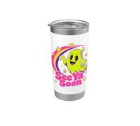 See Ya Soon Moon Cute Spooky Halloween Stars Kawaii Gobelet isotherme en acier inoxydable double paroi