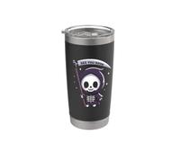 See You Soon Mignon Faucheuse de la Mort Squelette Faux Humour Noir Gobelet isotherme en acier inoxydable double paroi