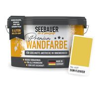SEEBAUER diy Peinture murale jaune pour intérieur (No. 449 Sun Flower 5,0 Litre) Tons jaune haute opacité