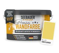 SEEBAUER diy Peinture murale jaune pour intérieur (No. 451 Sun Flower 2,5 Litre) Tons jaune haute opacité