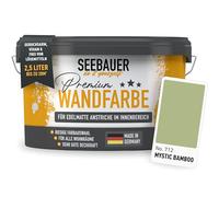 SEEBAUER diy Peinture murale vert pour intérieur (No. 712 Mystic Bamboo 2,5 Litre) Tons vert haute opacité