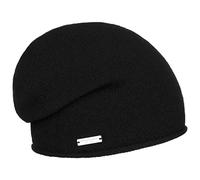 Seeberger Bonnet Cachemire a Bord Roule en Tricot Beanie (Taille Unique - Noir)