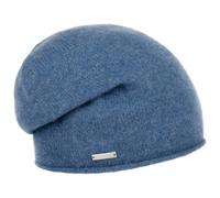 Seeberger Bonnet en cachemire avec bord roulé - Bonnet tricoté - Bonnet d'hiver long - Bonnet tricoté - Bonnet surdimensionné, denim, taille unique