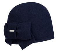 Seeberger - Bonnet en laine avec nœud décoratif - Bleu marine, bleu foncé, taille unique