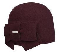 Seeberger - Bonnet en laine avec nœud décoratif - Bleu marine, bordeaux, taille unique