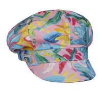 Seeberger Casquette Gavroche Colour Flowers Femme - en Coton avec Etiquette Baker Boy Visiere, Doublure Ete Printemps-ete - Taille Unique Rose