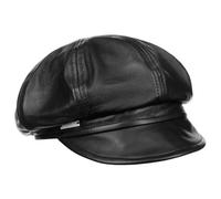 Seeberger Casquette Gavroche en Cuir Casquette Baker Boy Casquette en Cuir (M (56-57 cm) - Noir)