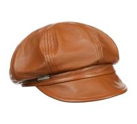Seeberger Casquette Gavroche en Cuir Femme - pour Baker Boy avec Visiere, Doublure Automne Ete Printemps Hiver Printemps-ete - M (56-57 cm) Cognac