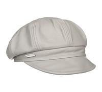 Seeberger Casquette Gavroche en Cuir Femme - pour Baker Boy avec Visiere, Doublure Automne Ete Printemps Hiver Printemps-ete - M (56-57 cm) Gris Clair