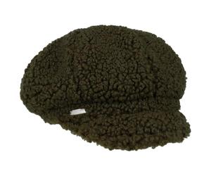 Seeberger Casquette Gavroche Teddy Fur Casquette pour Femme Casquette Baker Boy (Taille Unique - Olive)