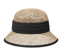 Seeberger Chapeau Cloche en Paille Zostère Chapeau de Soleil Chapeau pour Le Jardin (Taille Unique - Noir)