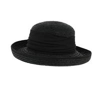 Seeberger Chapeau Dilara en Paille Chapeau pour Femme Chapeau de Soleil (Taille Unique - Noir)