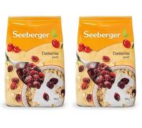Seeberger Cranberries sucrées : Cranberries du Canada coupées en deux, fruitées et sucrées pour snack, comme ingrédient, pour améliorer vos plats - séchées et non soufrées (1 x 350 g) (Lot de 2)