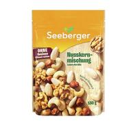 Seeberger Mélange de noix : Mix pur de noix composé de noisettes décortiquées croquantes, amandes, noix et noix de cajou - arôme de noix intense - non grillé, sans gluten (1 x 150 g)