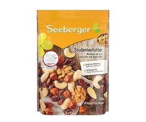 Seeberger Mendiant de luxe : mélange classique de noix et de fruits secs composé de noisettes décortiquées, amandes, noix et noix de cajou, raisins secs - riche en vitamine E, vegan (12 x 150 g)