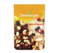Seeberger Nuts 'n' Berries : Mix d’amandes croquantes, noix de cajou, raisins sultanines, cranberries, cerises, myrtilles et noisettes décortiquées, vegan (1 x 150 g)