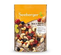 Seeberger Nuts 'n' Berries : Mix d’amandes croquantes, noix de cajou, raisins sultanines, cranberries, cerises, myrtilles et noisettes décortiquées, vegan (1 x 150 g) (Lot de 6)