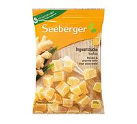 Seeberger Pièces de gingembre confites Lot de 12 : cubes d'herbe épicée de racine de gingembre jaune doré confits sucrés - pour coller, décorer ou comme ingrédient de cuisson - Végétalien (12 x 200 g)