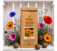 Seedball Lot de 12 bombes de graines avec graines de fleurs sauvages adaptées aux abeilles | Graines de fleurs fabriquées en Allemagne | Durable provenant de l'atelier d'aide à la vie