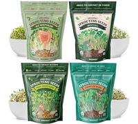 Seedboy Graines de germination biologiques sans OGM, lot de 4 variétés - Salade, superaliments, brocoli et mélanges pour la santé intestinale - Quatre sacs de 227 g permettent de faire 32 litres, 96