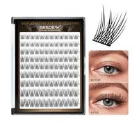 SEEDEW Faux Cils Individuel, DIY 108 Pièces Extensions de Cils à la Maison, Pas Besoin de Colle, Adapté Débutants, Doux Cils Auto-Adhésifs pour Quotidien Rencontres Fêtes(Naturel-MIX10-16mm-Noir)