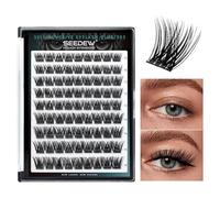 SEEDEW Faux Cils Individuel, DIY 81 Pièces Extensions de Cils à la Maison, Pas Besoin de Colle, Adapté Débutants, Doux Cils Auto-Adhésifs pour Quotidien Rencontres Fêtes(Volume-MIX10-16mm-Noir)