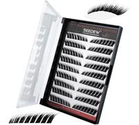 SEEDEW Faux Cils Individuel, Fox Cool DIY 144 Pièces Extensions de Cils à la Maison, Pas Besoin de Colle, Adapté Débutants, Doux Cils Auto-Adhésifs pour Quotidien Rencontres Fêtes(Fox-10-16mm-Noir)