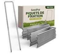 SeedPal Sardines de Fixation en Acier Galvanisé (50 Pièces) - Agrafes de Fixation pour Toile de Paillage, Grillage et Tente - Piquets de Jardin 150 mm Long, 25 mm Large, Ø 3 mm