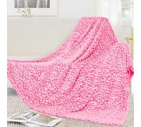 SEEGU Couverture Polaire Cheetah en Peluche Chaude et légère pour canapé, lit, Camping et Voyage, Motif léopard, Rose, 152 x 203 cm (BP-16)