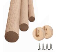 SEEHA 1 Barre de Suspension en Bois, Tube de penderie Rond, Tringle de penderie Robuste, Gain de Place for penderie, Couloir, Salle de Bain, Rideau, Magasin de vêtements(D2cm/0.78in,L 130cm/51In)