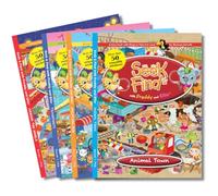 S ind with Freddy and Ellie, 4 Book Set. Includes Animal Town, Vacation Fun, Around the World, and Transports