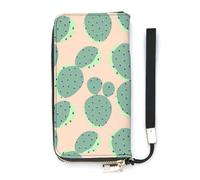 SEEKJOYS Portefeuille coloré en forme de pieuvre moustaches pour femme - Porte-cartes élégant avec dragonne - Long sac à main pour filles et femmes, Cactus Oasis Plante, 20x10.5cm