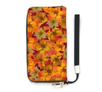 SEEKJOYS Portefeuille pour femme africaine de dessin animé avec porte-cartes élégant avec dragonne pour femme, Saison des feuilles d'automne, 20x10.5cm