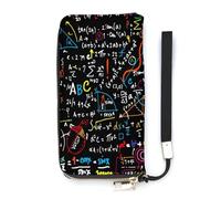 SEEKJOYS Portefeuille pour femme avec motif camouflage bleu marine, porte-cartes élégant en cuir avec dragonne, long sac à main pour femme, Diagramme de formule mathématique, 20x10.5cm