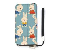 SEEKJOYS Portefeuille pour femme - Design incurvé - Porte-cartes - Élégant portefeuille avec dragonne - Long sac à main pour femme, Dessin animé Petit lapin blanc, 20x10.5cm