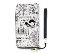 SEEKJOYS Portefeuille pour femme Diary of The Voyage Grand portefeuille pour femme avec porte-cartes Pochette élégante avec dragonne Long porte-monnaie pour cartes, pièces de monnaie, Journal du