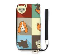 SEEKJOYS Portefeuille pour femme en cuir élégant avec dragonne, motif chat cowboy équitation un cheval, Élément pour chats et chiens, 20x10.5cm