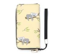 SEEKJOYS Portefeuille pour femme - Joli koala endormi - Grand portefeuille pour femme - Porte-cartes élégant avec dragonne - Long sac à main pour cartes, pièces de monnaie, Adorable koala endormi,