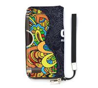 SEEKJOYS Portefeuille pour femme - Portrait de femme africaine - Porte-cartes élégant avec dragonne - Long sac à main pour femme, Illustrations intéressantes de guitare, 20x10.5cm