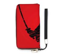 SEEKJOYS Portefeuille pour femme style oriental en bambou avec fond de forêt et porte-cartes élégant avec dragonne, Samouraï oriental, 20x10.5cm