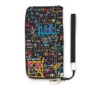 SEEKJOYS Portefeuille rétro pour femme avec carte du monde et boussole, grand portefeuille élégant avec dragonne pour cartes, pièces de monnaie, Science de la formule mathématique, 20x10.5cm