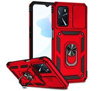 SEEKO Coque pour Oppo A54s / Oppo A16 / Oppo A16s, [Protection de la Caméra] Etui avec 360 Degrés Rotation Bague, Renforcée Bumper TPU + PC Silicone Antichoc Armure Housse - Rouge