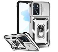SEEKO Coque pour Oppo A54s / Oppo A16 / Oppo A16s, [Protection de la Caméra] Etui avec 360 Degrés Rotation Bague, Renforcée Bumper TPU + PC Silicone Antichoc Armure Housse - Argent