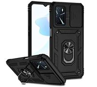 SEEKO Coque pour Oppo A54s / Oppo A16 / Oppo A16s, [Protection de la Caméra] Etui avec 360 Degrés Rotation Bague, Renforcée Bumper TPU + PC Silicone Antichoc Armure Housse - Noir