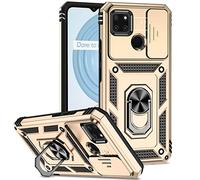 SEEKO Coque pour Realme C11 (2021), [Protection de la Caméra] Etui avec 360 Degrés Rotation Bague, Renforcée Bumper TPU + PC Silicone Antichoc Armure Housse - Or