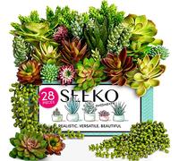 Seeko - Lot de 28 Plantes succulentes artificielles de qualité supérieure - Plantes succulentes artificielles réalistes - sans Pot texturées - Décoration pour Bricolage