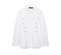 Seelio Nouvelle Chemise Popeline Blanche Style Européen et Américain Mode Minimaliste Décoration Nœud et Bouton pour Femmes Été L,M,S,XSHalloweenTissu tissé