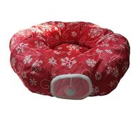 Seeloowy Tunnel de Noël en flanelle pour chat avec imprimé flocon de neige - Confortable - Avec balle - Jouet sous le sapin de Noël pour les vacances - Cachette multifonction pour chaton, lapin (rouge