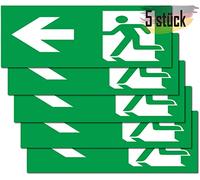 Seemy Lot de 5 autocollants de qualité supérieure,24 cmx9 cm,Panneau de sortie d'urgence,Pour panneau d'information, chemin de sauvetage, sortie d'urgence, marquage de sécurité (flèche)