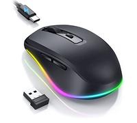 seenda Souris sans Fil Gamer Rechargeable LED, Mouse Jiggler USB C, Silencieuse, Rétroéclairée, DPI 2000 Réglable, Wireless Mouse Bluetooth 2.4GHz pour PC/Ordinateur Portable/Mac, Windows/MacOS, Noir